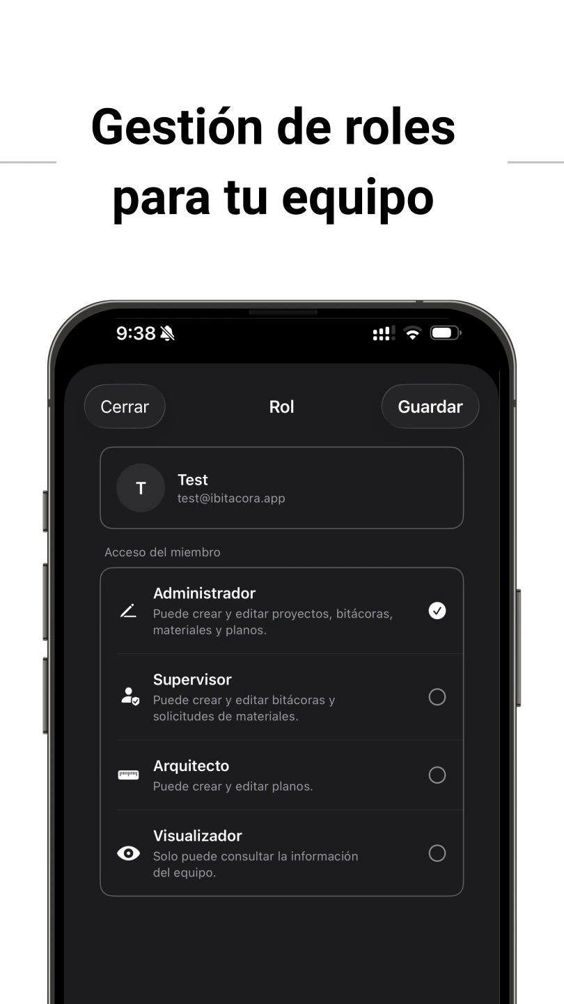 Configuración de roles y permisos para un equipo de construcción